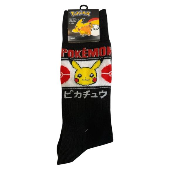 Pokemon Black and Red Casual Socks Pikachu Design - Picture 1 of 4